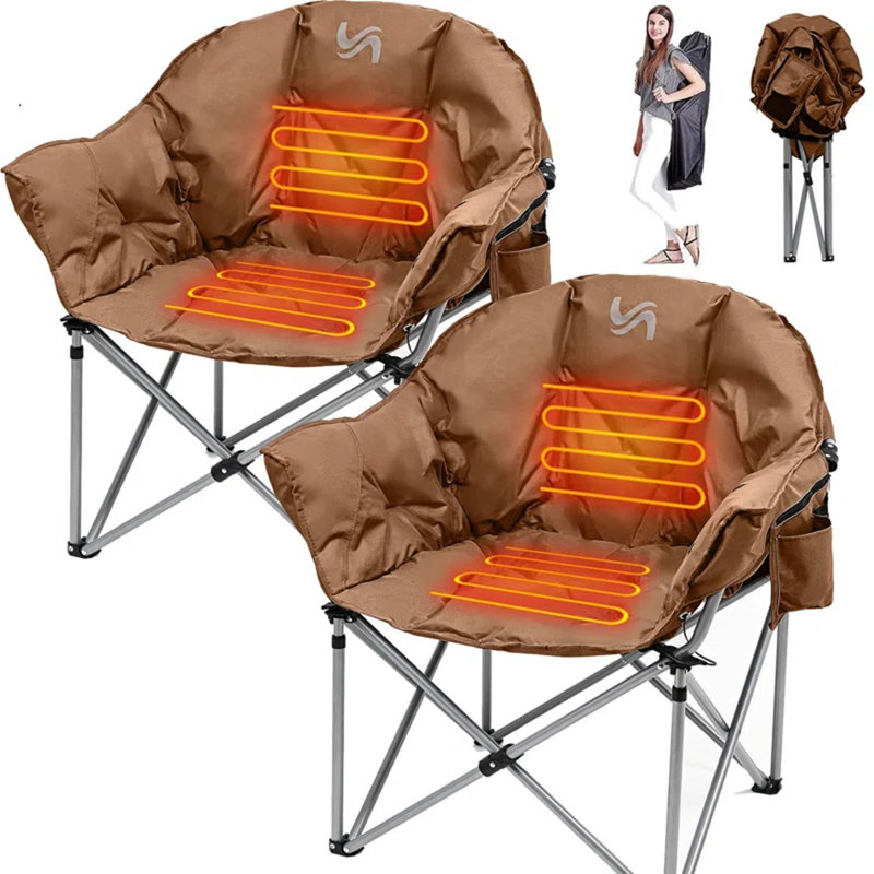 Fauteuil de camping chauffant Nobuyasu, Brun