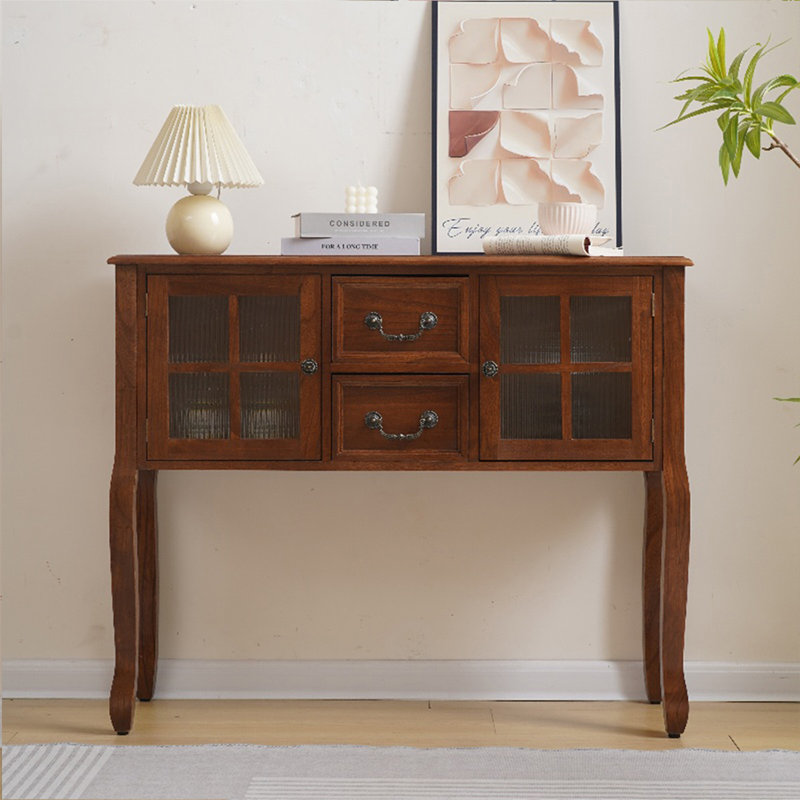 Light walnut Solid Wood Rectangular Console Table, 32.28" H x 47.24" W x 12.6" D
