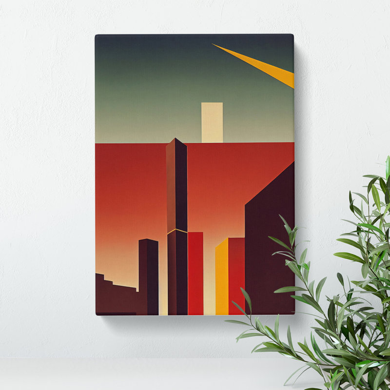 XC1022-1439X City Skyline Retro Art No.4 - Wrapped Canvas Print, 60cm H x 40cm W x 3cm D
