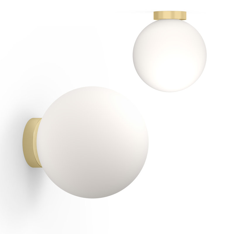 Bola Sphere Globe Flush Mounted Sconce, 13.6" H x 12" W x 12" D, Brass