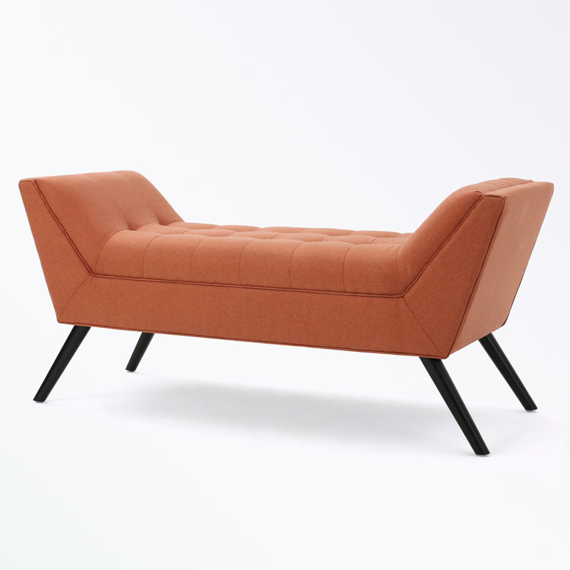 Bradlee Polyester Upholstered Bench, Orange