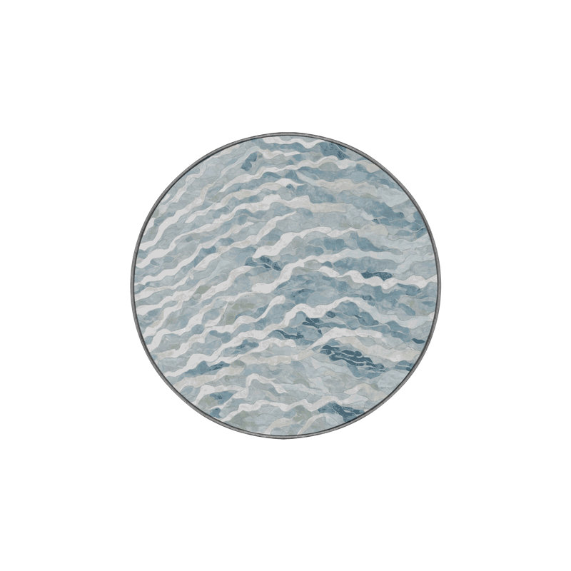Tapis gris lavable à la machine, Rond 5 pi