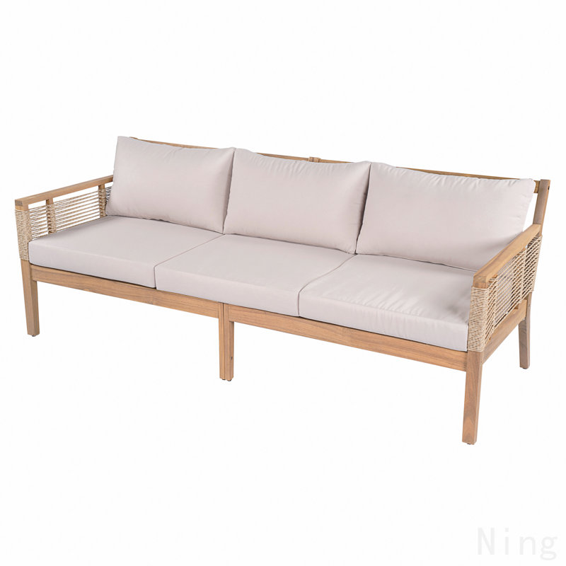 Canapé d'extérieur en bois d'acacia à 3 places pour la terrasse