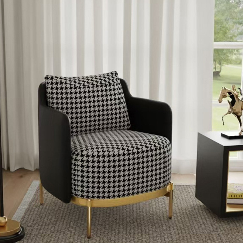 Chair with Arms,Modern Houndstooth Pattern Living Room Armchair