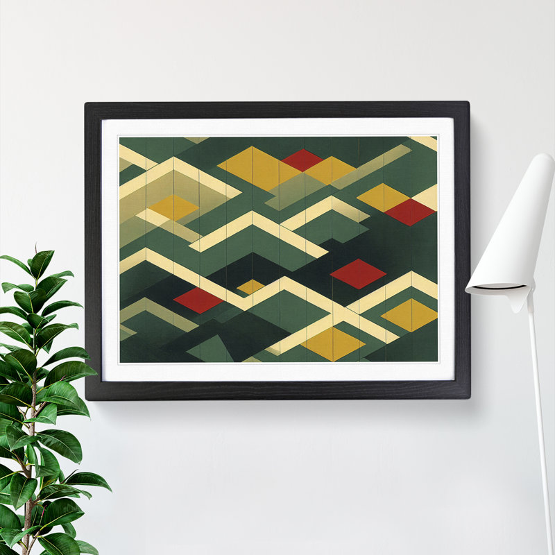 Abstract Mountain Art - Framed Print, Black, 46cm H x 64cm W x 2cm D