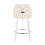 Tabouret de comptoir à hauteur fixe avec pivot en bois blanc et similicuir avec repose-pieds rond chromé - ensemble de 2-537095723