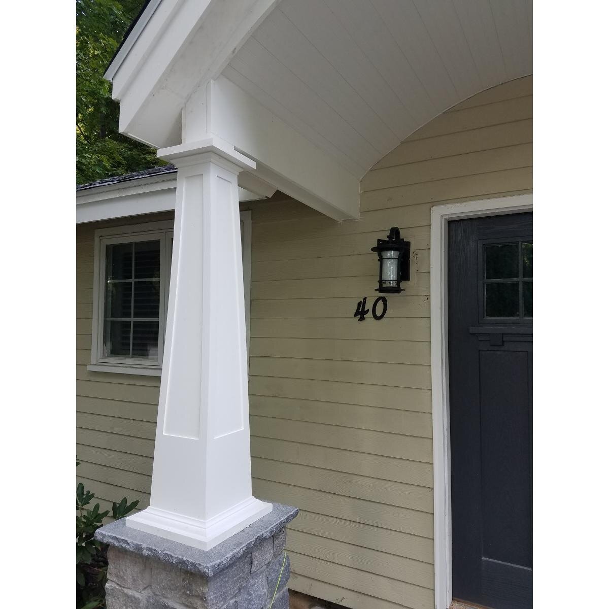 24 inchw x 08'h Craftsman Classic Square Tapered, Recessed Panel Column, Crown Capital & Crown Base, Size: 24 inchw x 96 inchh