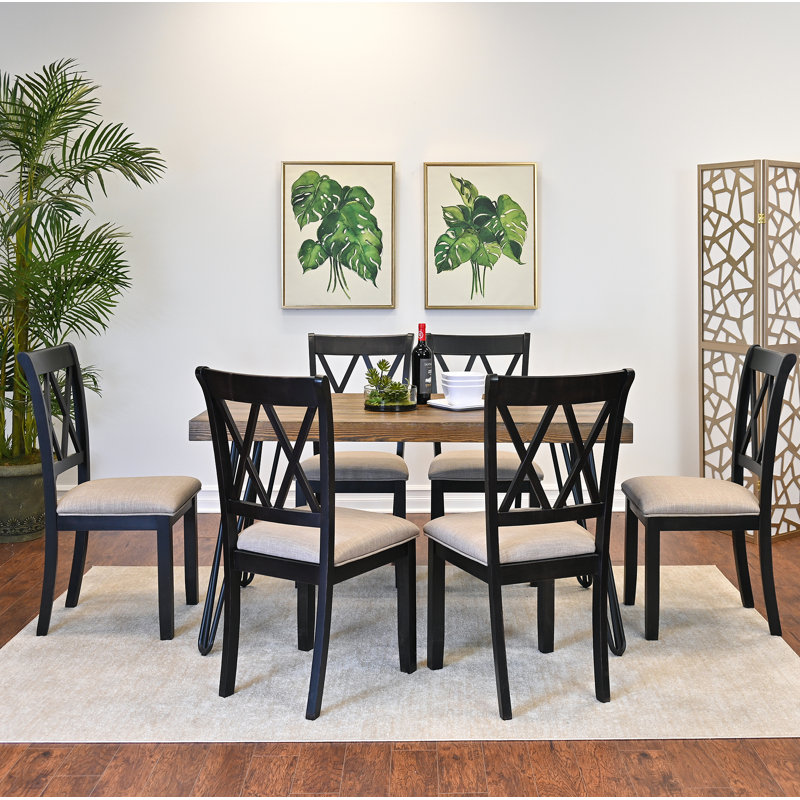 Arroyo 7-Piece Dining Set with Hairpin Table and Cross-back Chairs for a Comfortable and Functional Dining Experience