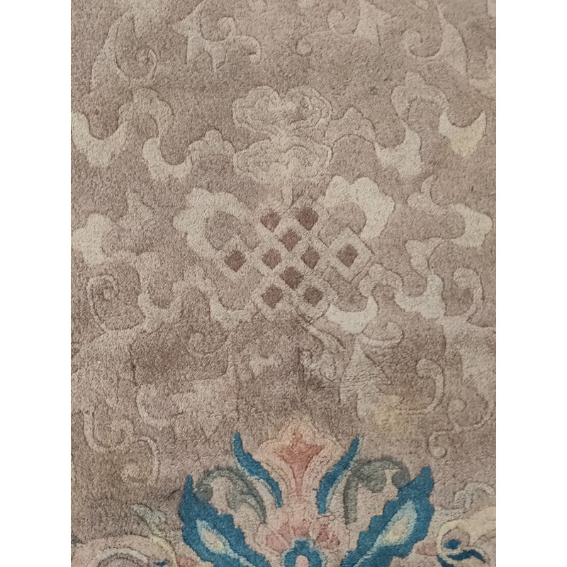 Neutral Purple Antique Chinese Crane Design Large Long and Narrow Size Peking Rug