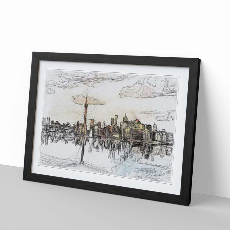 Reflection of the Toronto Skyline in Abstract - Picture Frame Graphic Art Print, 62cm H x 87cm W x 2cm D, Black Framed
