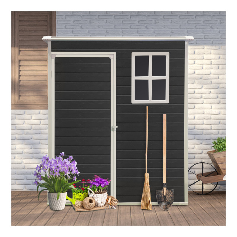 Ensemble de remise d'extérieur en résine 5 x 3 pi - parfait pour ranger des meubles de patio, noir