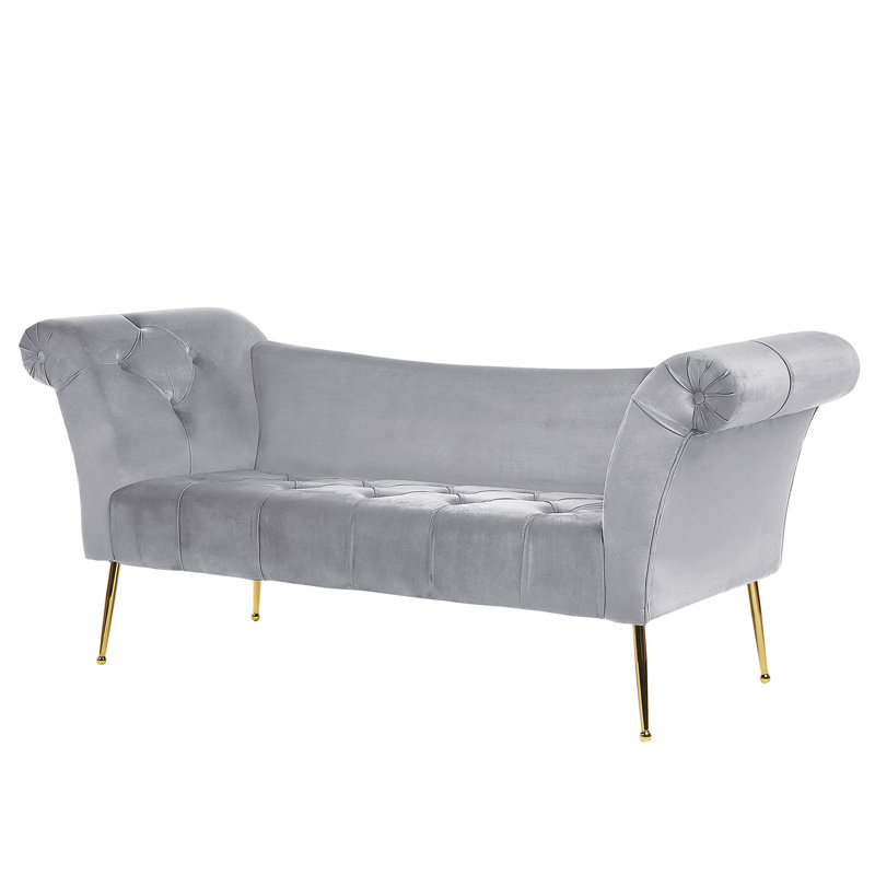 Uriel Velvet Chaise Lounge, Grey