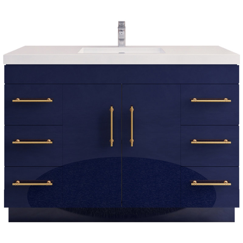 Ensemble de meuble-lavabo simple 48 po Maplesville, Marine