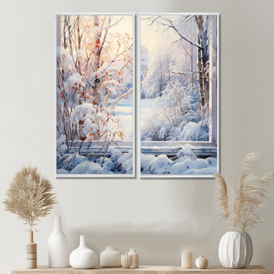 «Winter River Window View III - Winter Landscape», art mural