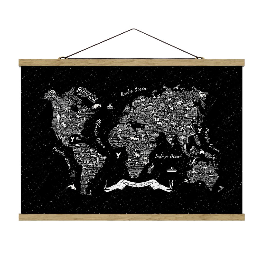 Grafikdruck Typography World Map