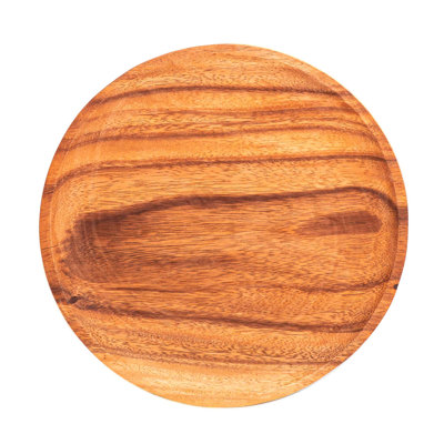 Assiette plate ronde en bois d'acacia