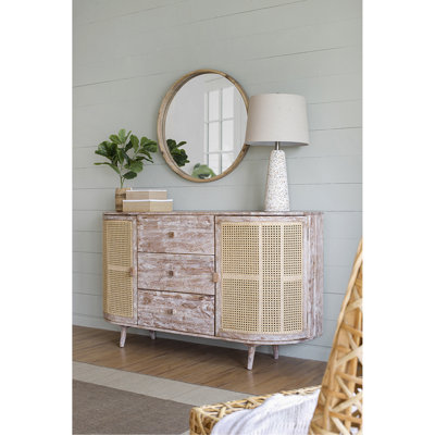 57X16X33" Tv Console With Cane Doors