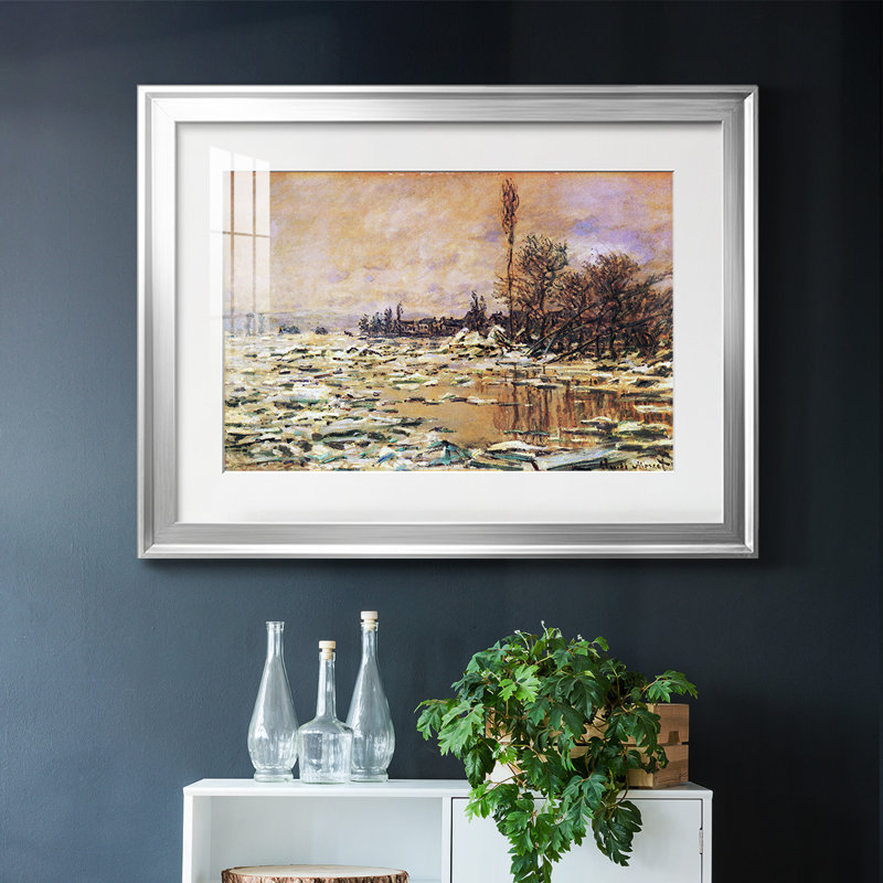 Monet, impression encadrée sur papier par Claude Monet, Argent, H 27 po x l 39 po x P 1,5 po