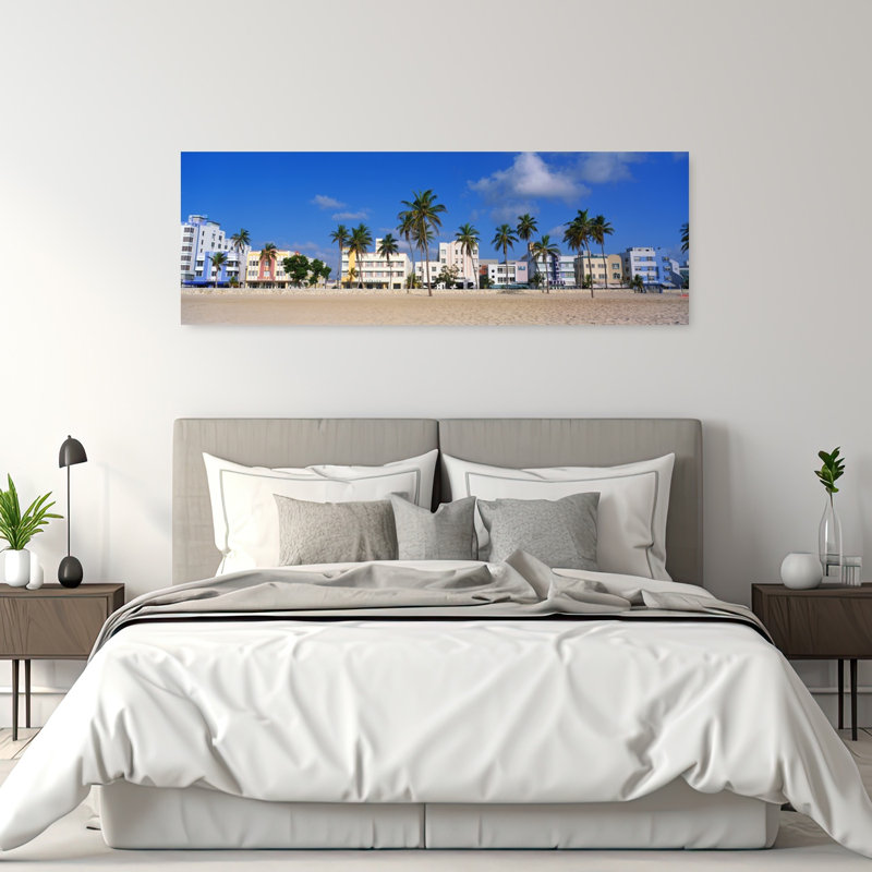 «Miami Beach Fl», art abstrait de palmiers colorés, art mural Beach, H 60 po x l 20 po