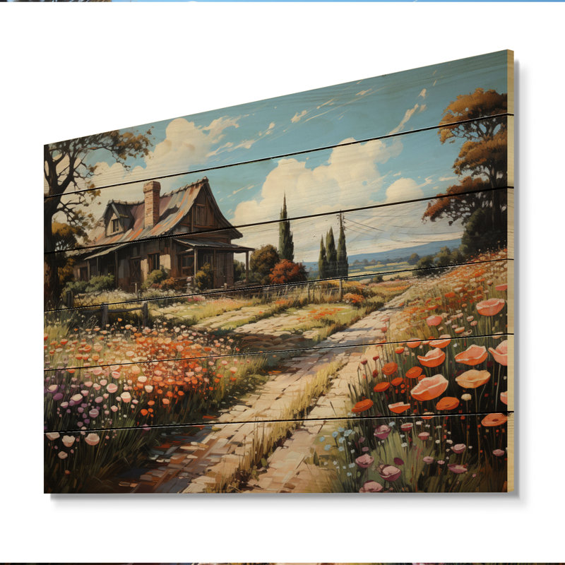 «Countryside Cottage Garden Patchwork I» sur bois, H 10 po x l 20 po x P 0,78 po