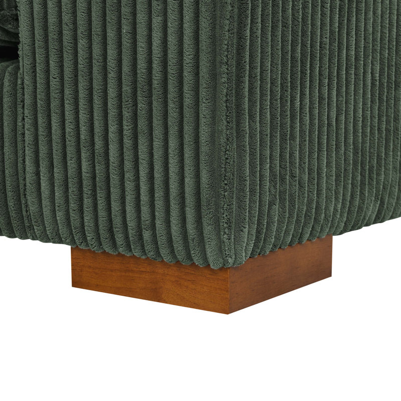 Canapé modulaire Amritbir de 157,5 po de largeur faisant face à la droite, Velours côtelé vert foncé