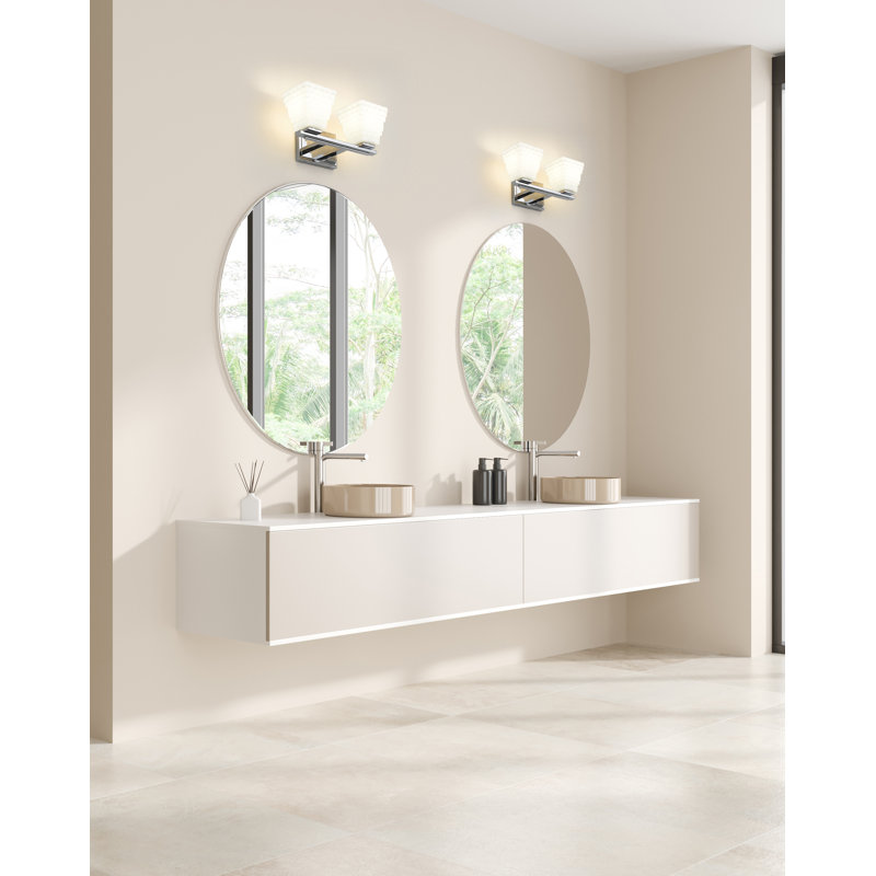Meuble-lavabo 2 lumières Teyona, Chrome poli