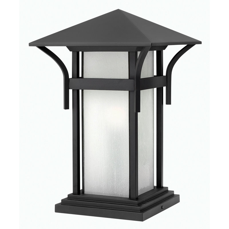 Harbor Single Light Outdoor Pier Mount Craftsman Lantern, Satin Black, MED
