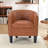 25.2" W Vintage Faux Leather Barrel Chair With Tufted Back And Nailhead Trim-1827626775