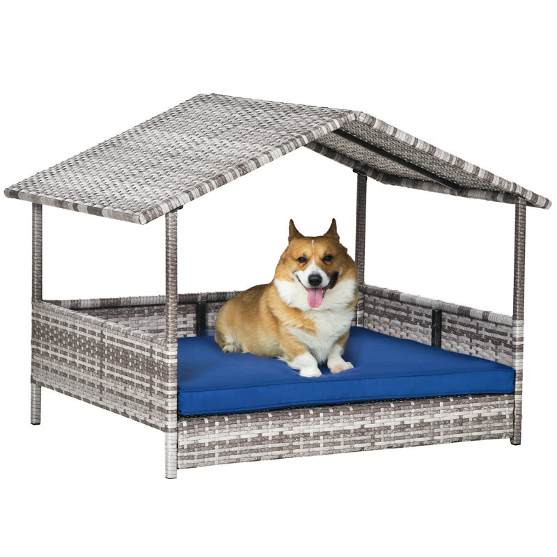 Niche pour chien en osier Pawhut, Bleu