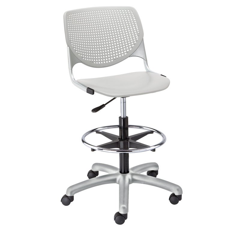 Chaise de dessinateur Kool, Blanc, Gris clair