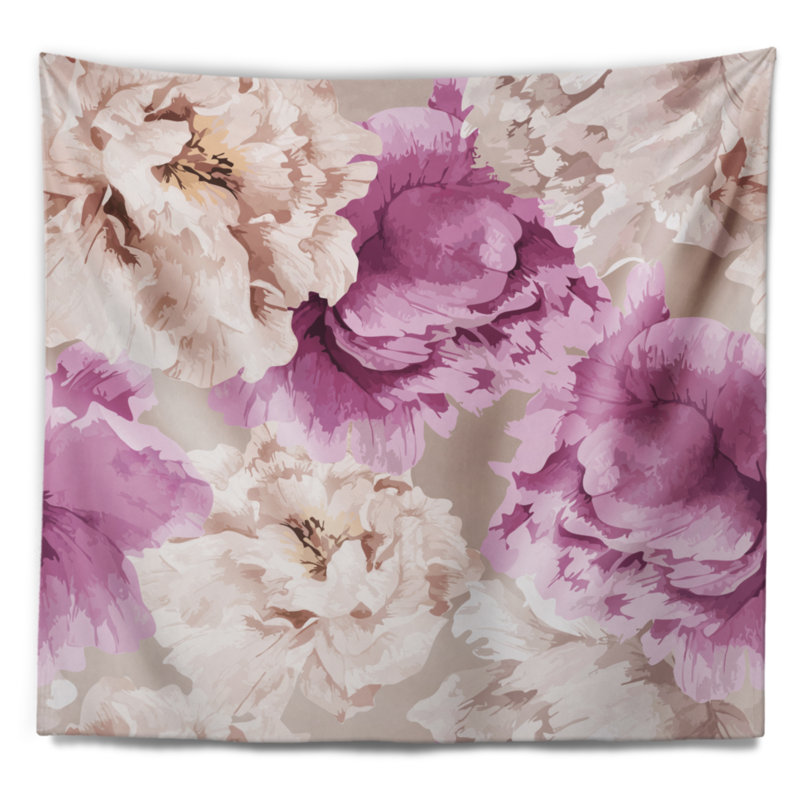 Tapisserie à motifs floraux de pivoine, H 32 po x l 39 po