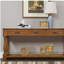 63-inch long wooden TV cabinet with 3 drawers and 1 base, suitable for entryway corridors, easy to assemble, thick sofa table (brown)-1919376262