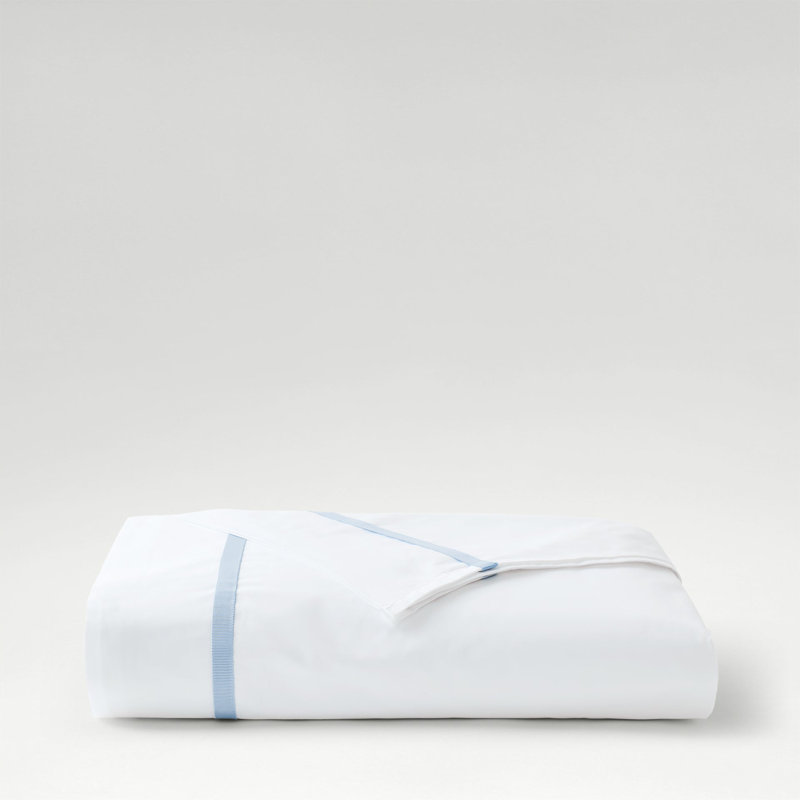 Beaumont Flat Sheet, California King/King Flat Sheet, White/Pale Blue
