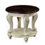 Table d'appoint 22 po en bois massif et beige, avec tablette, pour le salon, facile à assembler, finition thermolaquée, table de bout arrondie sécuritaire à coins arrondis à deux tons, bois, placage, design