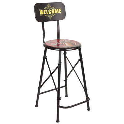 Siddiqi Steel Bar Stool with Iron Frame