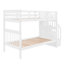 Lit superposé simple au-dessus de simple avec rangement et garde-corps pour chambre à coucher, dortoir, couleur blanche Stairway-1162309864