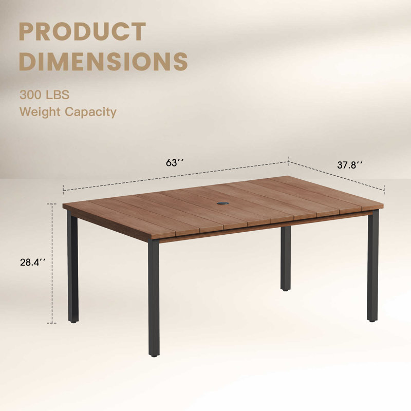 Outdoor Rectangular Dining Table, Walnut