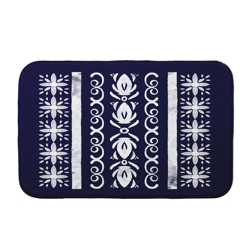Loya Non-Slip Bath Mat, Navy Blue, 17" W x 24" L