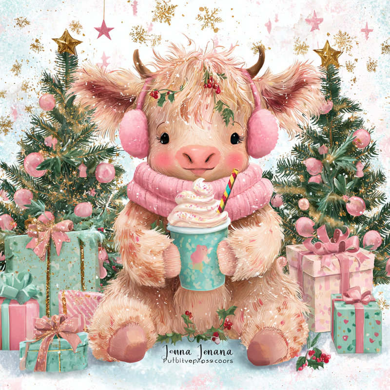 Art de toile rose vache rose avec toile de cacao, H 20 po x l 20 po