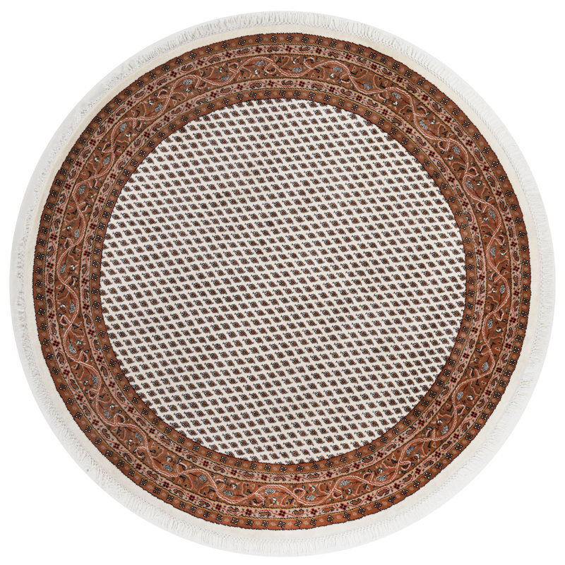 Pip Handcrafted Wool Rug in Beige, Round 150cm