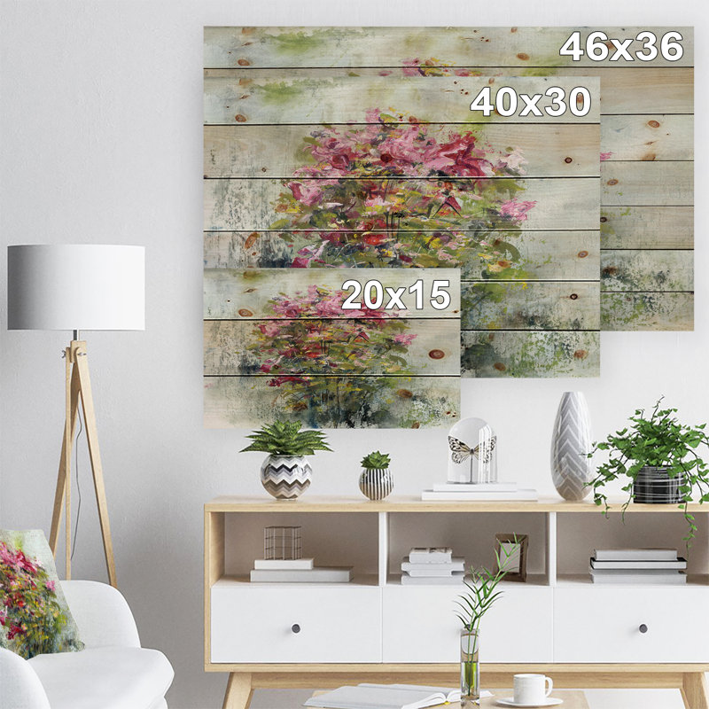 «Bouquets of Roses Paint Art», peinture, H 36 po x l 46 po x P 1,5 po, Bois