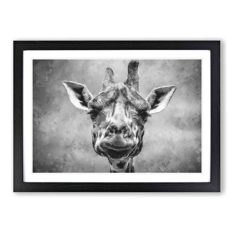 Wonderful Giraffe - Picture Frame Painting Print, 36cm H x 48cm W x 2cm D, Black Framed