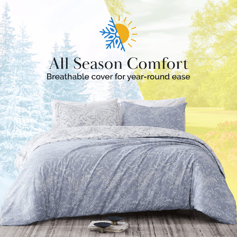 Paisley Oversized Microfiber Reversible Duvet Cover Set with shams Easy Care, Blue