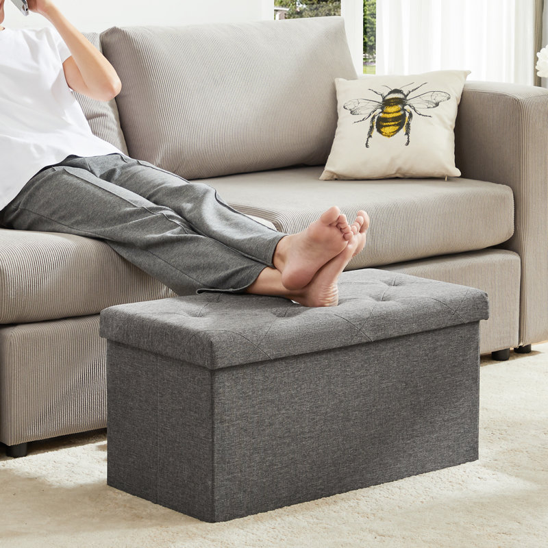 Banc capitonné avec rangement, Crème, crème