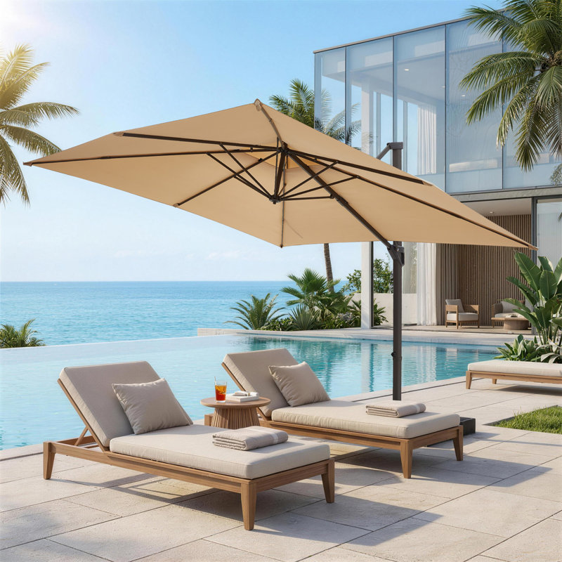 Parasol carré en porte-à-faux 120 po, Beige