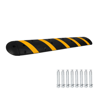 Bosse en caoutchouc 6 pi avec 2 canaux et capacité de 25 000 lb | Rampe modulaire de protection de câble / tuyau avec 2 embouts et 6 pointes de boulons pour les entrées d'asphalte, de béton et de gravier