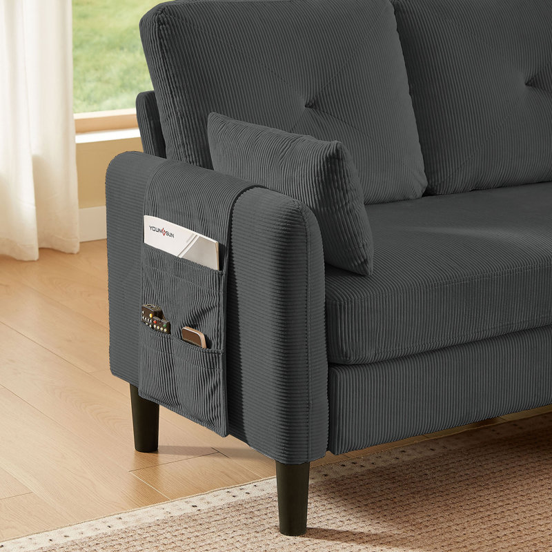 Canapé modulaire 3 pièces Elmaleh, Mélange de polyester gris foncé