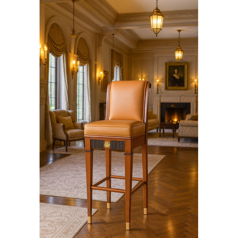Empire Upholstered Stool with Solid Wood Frame