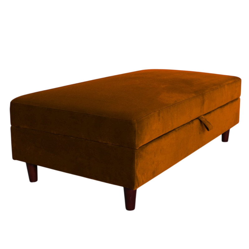 Anyelis 130cm Wide Rectangle Solid Colour Ottoman with Storage, Orange