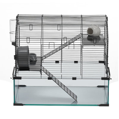 Cage à hamster, Habitat de hamster transparent à 360 °, Cage pour petits animaux, Cage à souris 22,8 po x 15 po x 21,3 po avec bouteille d'eau, Maison de hamster portable pour rat, Cochons d'Inde